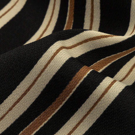 Italian Cream, Black and Tan Stripes Gradient Polyester Woven