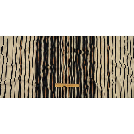 Italian Cream, Black and Tan Stripes Gradient Polyester Woven