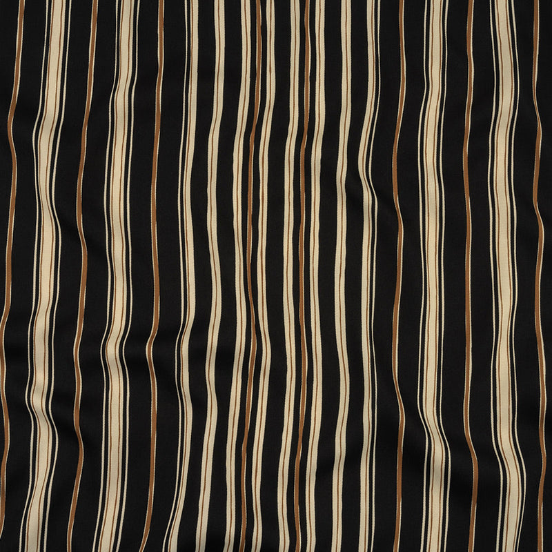 Italian Cream, Black and Tan Stripes Gradient Polyester Woven