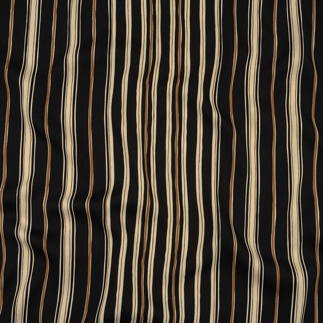 Italian Cream, Black and Tan Stripes Gradient Polyester Woven