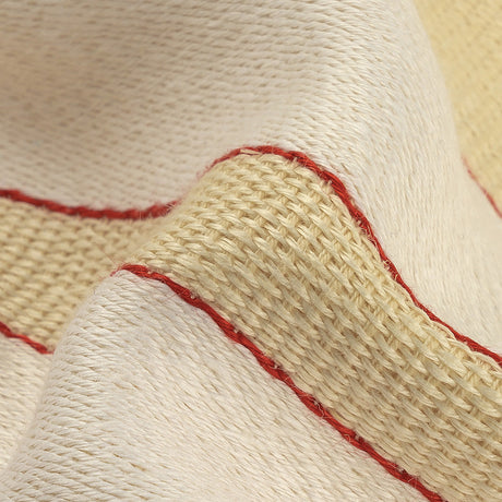 Theory Eggnog, Red and White Striped Linen and Cotton Poncho Panel with Fringe Border