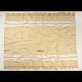 Theory Eggnog, Red and White Striped Linen and Cotton Poncho Panel with Fringe Border