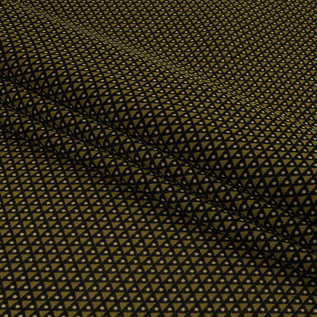 Olive, Navy and Cream Triangles and Dots Polyester Georgette