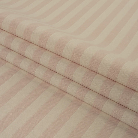 Italian Heavenly Pink Tone on Tone Striped Stretch Polyester and Viscose Double Cloth