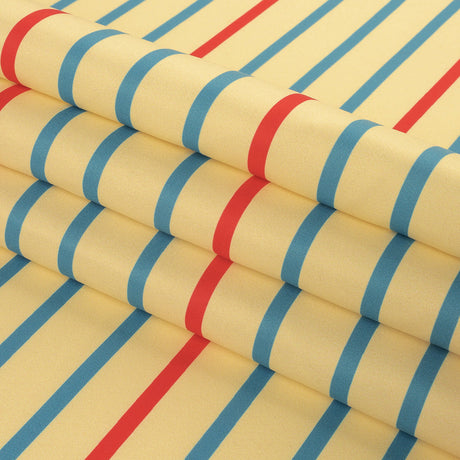 Sara Campbell Cream, Blue and Red Striped Polyester Woven