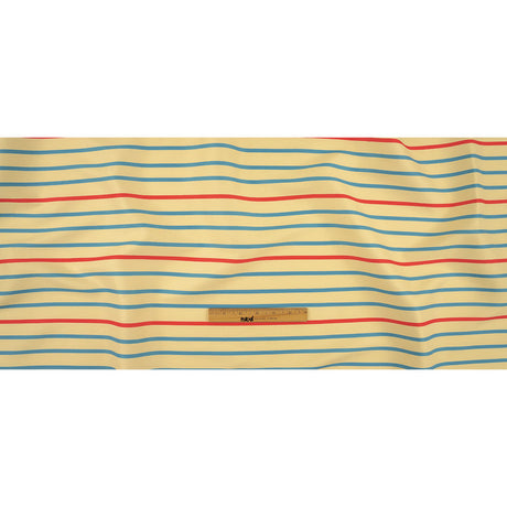 Sara Campbell Cream, Blue and Red Striped Polyester Woven