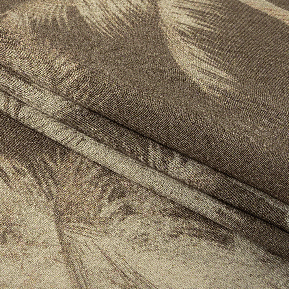 Italian White and Taupe Palm Trees Rayon Crepe
