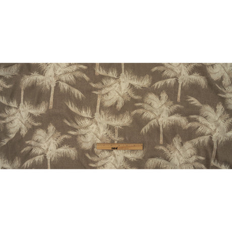 Italian White and Taupe Palm Trees Rayon Crepe