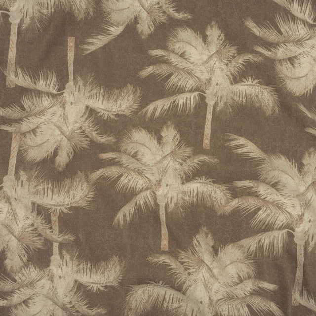 Italian White and Taupe Palm Trees Rayon Crepe