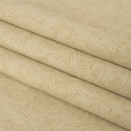 Vintage-Look Floral Embossed Vinyl - Antique White - Wynonna Collection