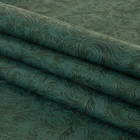 Vintage-Look Floral Embossed Vinyl - Pine Green - Wynonna Collection