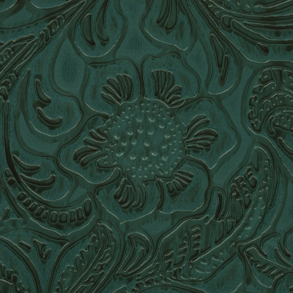 Vintage-Look Floral Embossed Vinyl - Pine Green - Wynonna Collection