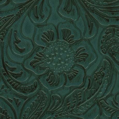 Vintage-Look Floral Embossed Vinyl - Pine Green - Wynonna Collection