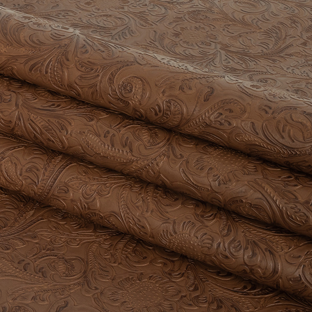 Vintage-Look Floral Embossed Vinyl - Peanut - Wynonna Collection