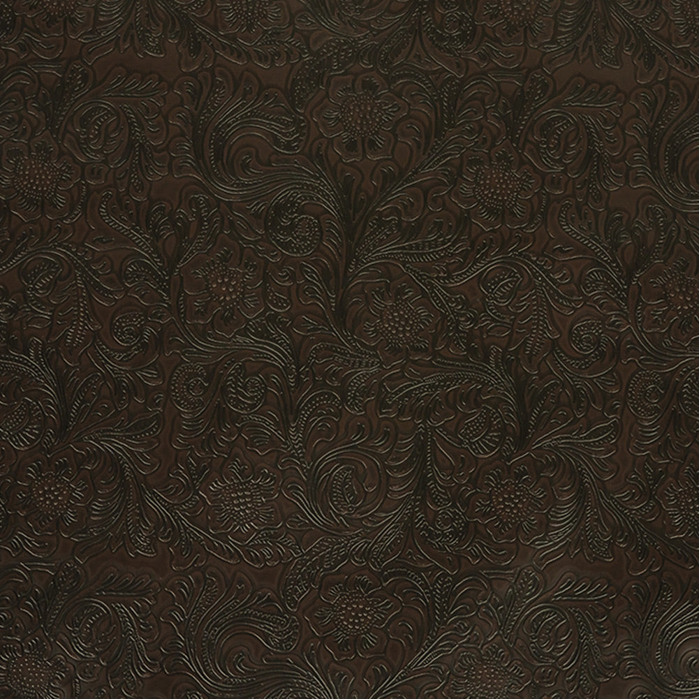 Vintage-Look Floral Embossed Vinyl - Chocolate - Wynonna Collection