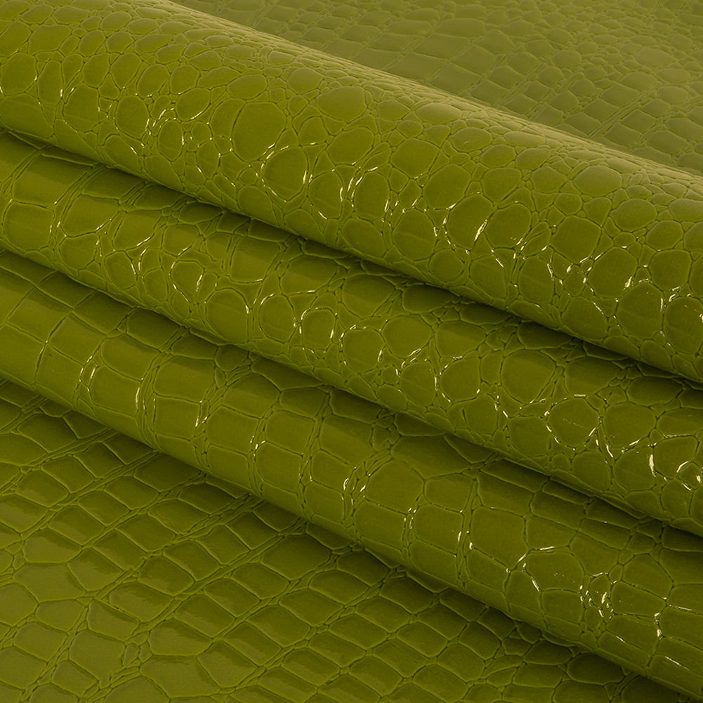 Faux Crocodile Patent Leather - Avocado - Brisbane Collection