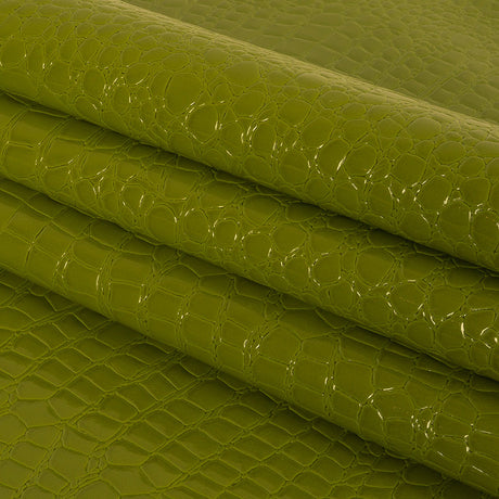 Faux Crocodile Patent Leather - Avocado - Brisbane Collection