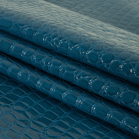 Faux Crocodile Patent Leather - Peacock - Brisbane Collection