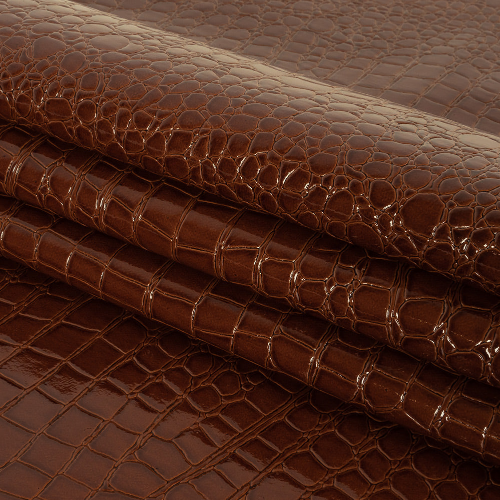 Faux Crocodile Patent Leather - Cinnamon - Brisbane Collection