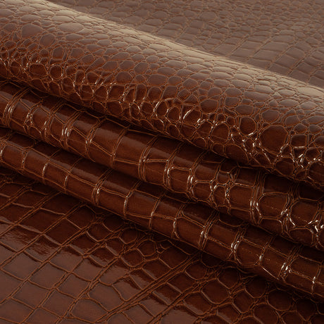 Faux Crocodile Patent Leather - Cinnamon - Brisbane Collection