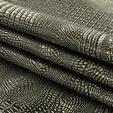 Metallic Crocodile Embossed Vinyl - Black and Silver - Twain Collection