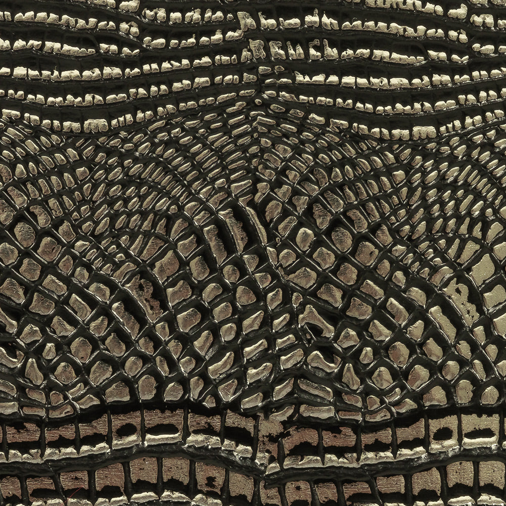 Metallic Crocodile Embossed Vinyl - Black and Silver - Twain Collection
