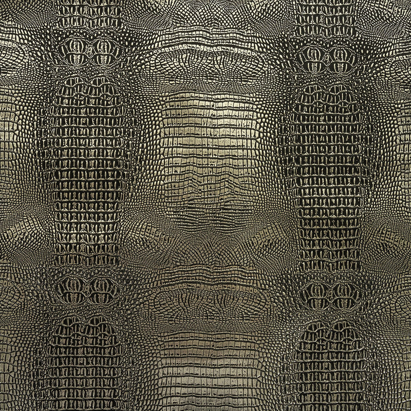 Metallic Crocodile Embossed Vinyl - Black and Silver - Twain Collection