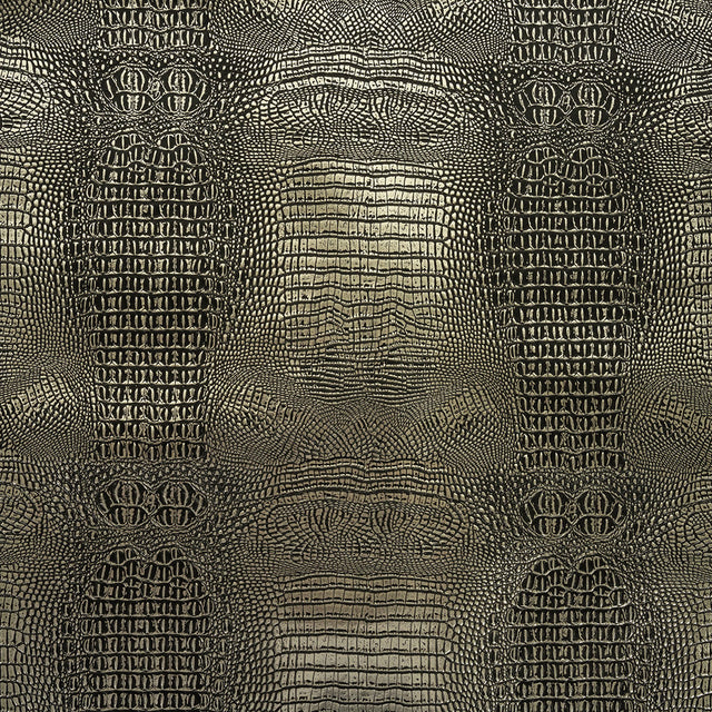 Metallic Crocodile Embossed Vinyl - Black and Silver - Twain Collection