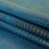 Metallic Crocodile Embossed Vinyl - Blue and Bronze - Twain Collection