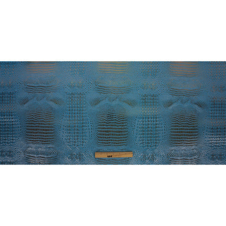 Metallic Crocodile Embossed Vinyl - Blue and Bronze - Twain Collection
