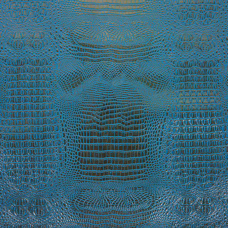 Metallic Crocodile Embossed Vinyl - Blue and Bronze - Twain Collection