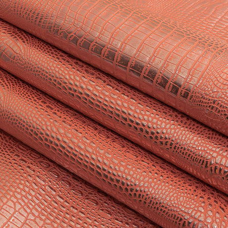 Metallic Crocodile Embossed Vinyl - Pink and Silver - Twain Collection