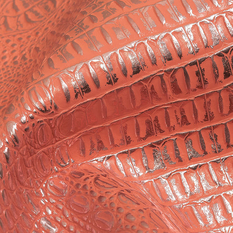 Metallic Crocodile Embossed Vinyl - Pink and Silver - Twain Collection