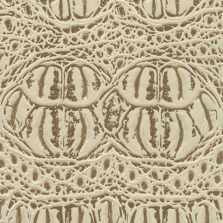 Metallic Crocodile Embossed Vinyl - Star White and Gold - Twain Collection