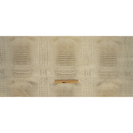 Metallic Crocodile Embossed Vinyl - Star White and Gold - Twain Collection