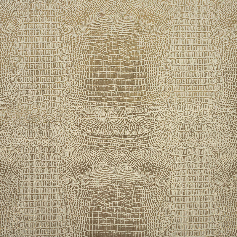Metallic Crocodile Embossed Vinyl - Star White and Gold - Twain Collection