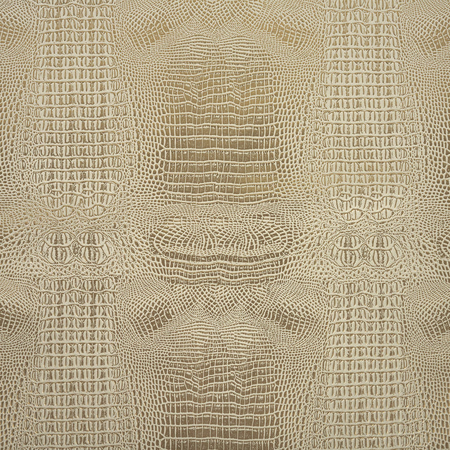 Metallic Crocodile Embossed Vinyl - Star White and Gold - Twain Collection