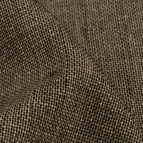 Italian Black and Beige Tweedy Stretch Wool and Silk Woven
