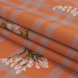 Cotton Poplin Print - Orange and Lilac Plaid and Floral - Mood Exclusive Park Date