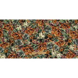 Stretch Cotton and Viscose Sateen Print - Green, Orange and Purple Painterly Floral - Mood Exclusive Cluttered Canvas