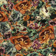 Stretch Cotton and Viscose Sateen Print - Green, Orange and Purple Painterly Floral - Mood Exclusive Cluttered Canvas