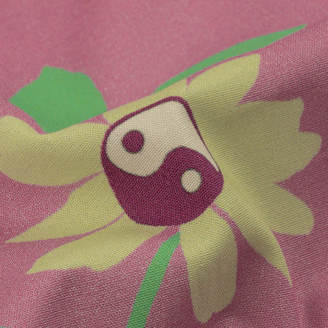 Stretch Cotton Poplin Print - Pink and Yellow Yin Yang Flowers - Mood Exclusive Groovy Baby