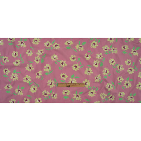 Stretch Cotton Poplin Print - Pink and Yellow Yin Yang Flowers - Mood Exclusive Groovy Baby