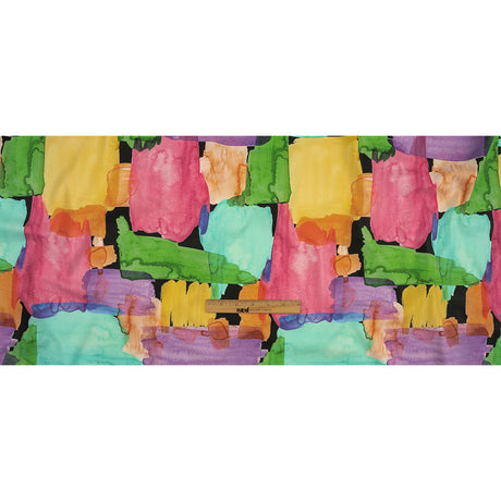 Stretch Cotton Poplin Print - Phantom Black and Rainbow Abstract - Mood Exclusive Color Fields