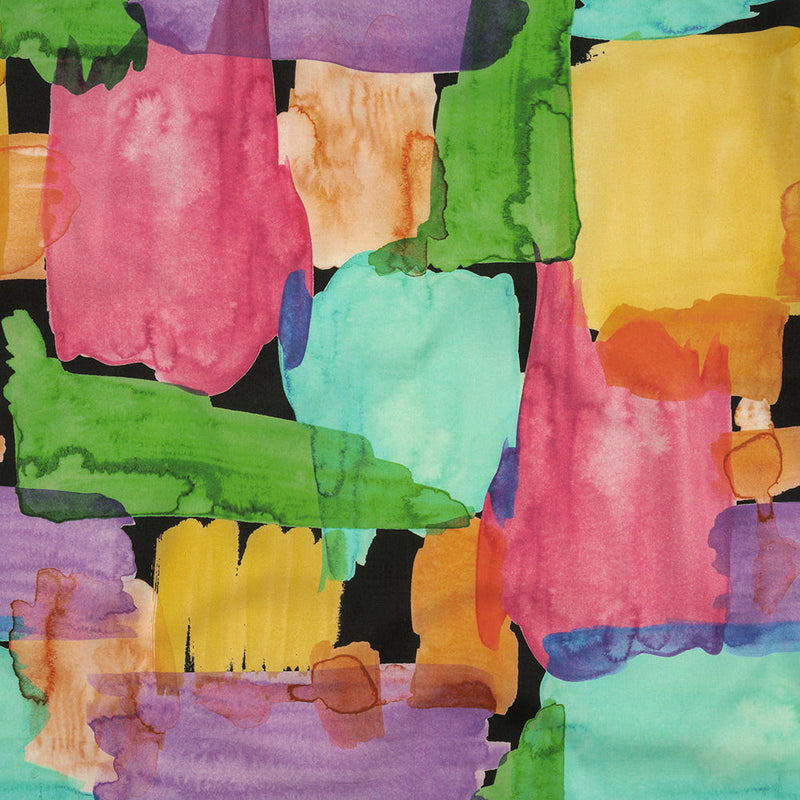 Stretch Cotton Poplin Print - Phantom Black and Rainbow Abstract - Mood Exclusive Color Fields