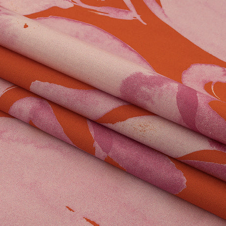 Stretch Cotton Poplin Print - Flame Red and Pink Painted Flowers and Hearts - Mood Exclusive My Valentine