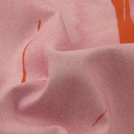 Stretch Cotton Poplin Print - Flame Red and Pink Painted Flowers and Hearts - Mood Exclusive My Valentine