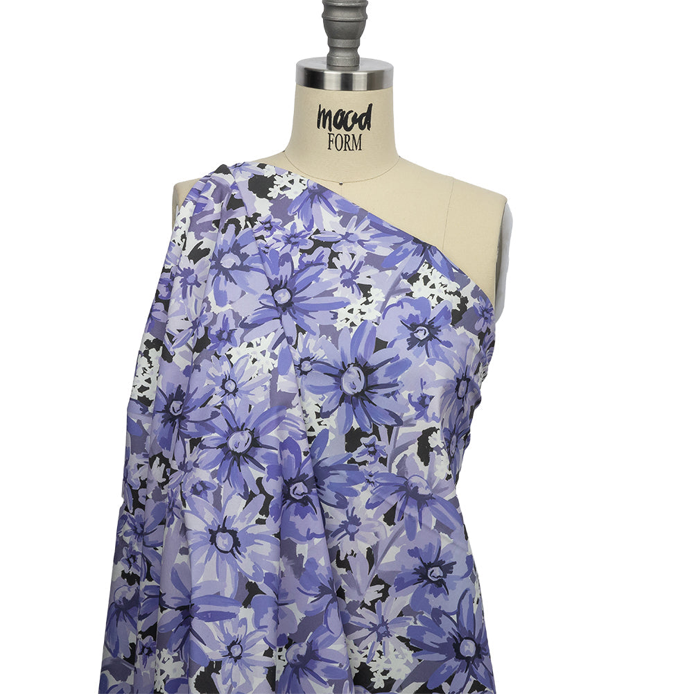 Stretch Cotton Poplin Print - Blue Floral - Mood Exclusive Freya's Passion
