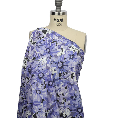 Stretch Cotton Poplin Print - Blue Floral - Mood Exclusive Freya's Passion