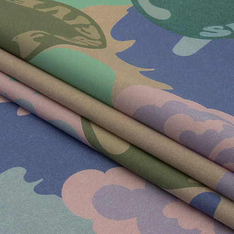 Stretch Cotton Poplin Print - Purple and Green Clouds and Bubbles - Mood Exclusive Buttoned Up